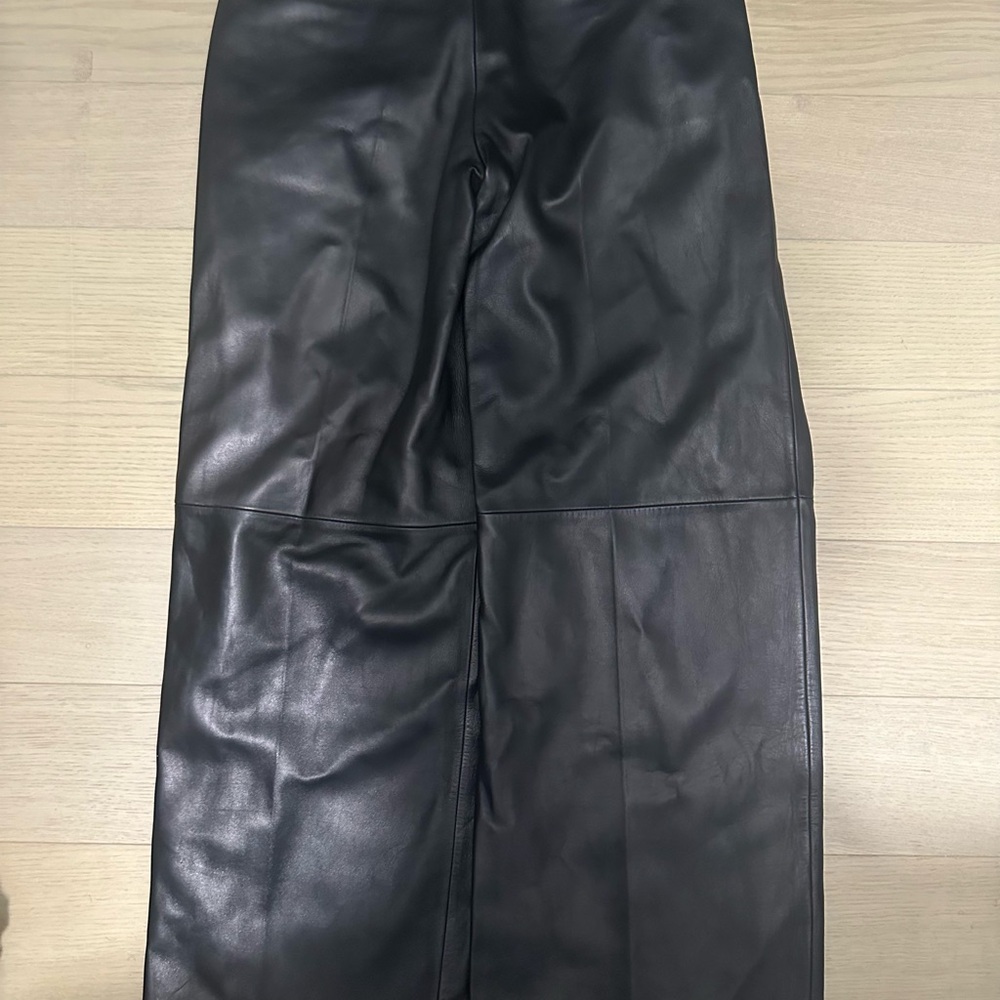 Alexander Wang Leather Wide Leg Embossed Trousers Women Size 0 - Picture 6 of 14